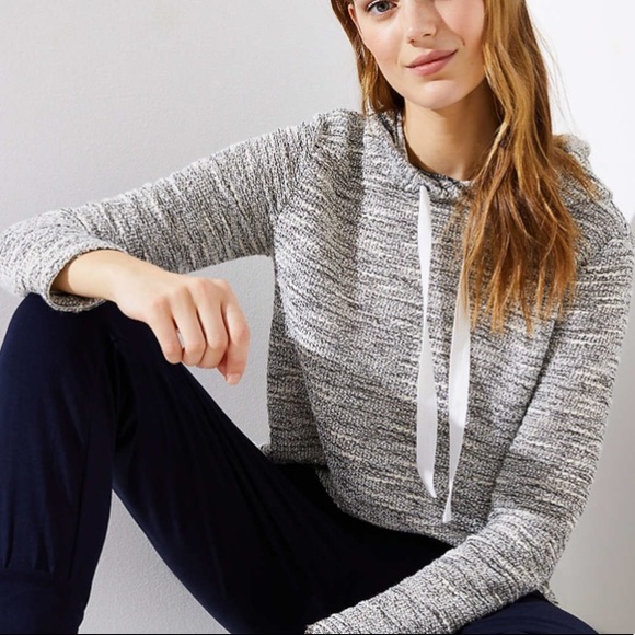 LOFT Tops - NWT Loft silver hoodie sweater